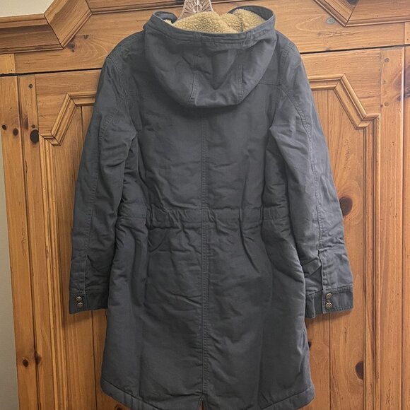 Patagonia Women's Prairie Dawn Parka Size M Smolder Blue With Tan Sherpa NWTU - Picture 7 of 11